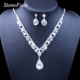 Stonefans Water Drop Rhinestone Necklace Set for Women Crystal Bride Jewelry Set