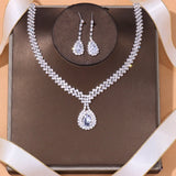 Stonefans Water Drop Rhinestone Necklace Set for Women Crystal Bride Jewelry Set