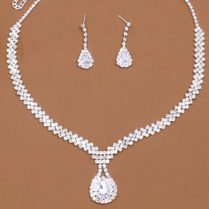 Stonefans Water Drop Rhinestone Necklace Set for Women Crystal Bride Jewelry Set
