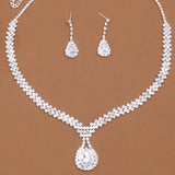 Stonefans Water Drop Rhinestone Necklace Set for Women Crystal Bride Jewelry Set