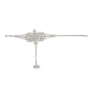 Stonefans Flower Crystal Finger Ring Bracelets Wedding Rhinestone Hand Bangles
