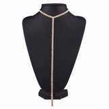 Stonefans Rhinestone Double Layer Necklace Tassel Choker Crystal Collar