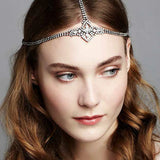 Stonefans Geometric Crystal Forehead Chain Headband Wedding Accessories