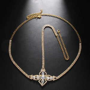 Stonefans Geometric Crystal Forehead Chain Headband Wedding Accessories