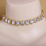Stonefans Rhinestone Choker Necklace Men Women Hip Hop Bling Iced Out