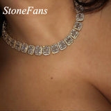 Stonefans Rhinestone Choker Necklace Men Women Hip Hop Bling Iced Out