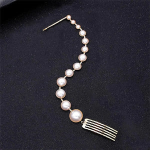Stonefans Pearl Hair Chain Jewelry Clip for Braids Headband
