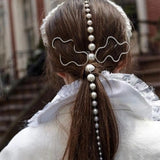 Stonefans Pearl Hair Chain Jewelry Clip for Braids Headband