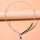 Stonefans Green Crystal Collar Necklace Zircon Bridal Water Drop Choker