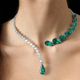 Stonefans Green Crystal Collar Necklace Zircon Bridal Water Drop Choker
