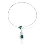 Stonefans Green Crystals Water Drop Torques Necklace