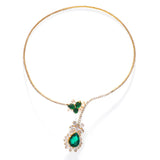 Stonefans Green Crystals Water Drop Torques Necklace
