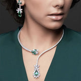 Stonefans Green Crystals Water Drop Torques Necklace