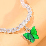Stonefans Green Rhinestone Butterfly Anklet Chain for Women
