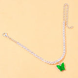 Stonefans Green Rhinestone Butterfly Anklet Chain for Women