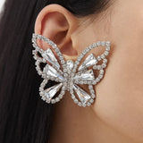Stonefans Butterfly Rhinestone Clip Earrings No Piercing Zircon