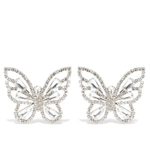 Stonefans Butterfly Rhinestone Clip Earrings No Piercing Zircon