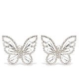 Stonefans Butterfly Rhinestone Clip Earrings No Piercing Zircon