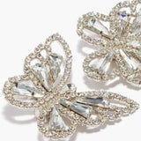 Stonefans Butterfly Rhinestone Clip Earrings No Piercing Zircon