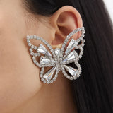 Stonefans Butterfly Rhinestone Clip Earrings No Piercing Zircon