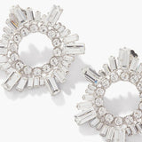 Stonefans Hollow Crystal Clip Earrings Wedding Round Rhinestone Party Jewelry