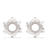 Stonefans Hollow Crystal Clip Earrings Wedding Round Rhinestone Party Jewelry