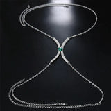 Stonefans Hot Body Water Drop Pendant Chest Chain Jewellery