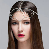 Bohemian Rhinestone Tassel Hair Chain Crystal Bridal Headband