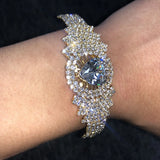 Stonefans Crystal Heart Bangle Bracelet - Open Cuff