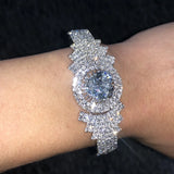 Stonefans Crystal Heart Bangle Bracelet - Open Cuff