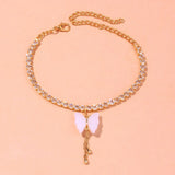 Stonefans INS Butterfly Pendant Anklet Rhinestone Tennis Chain