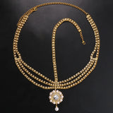 Stonefans Pearl Pendant Head Chain Jewelry Indian Wedding Rhinestone