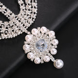Stonefans Pearl Pendant Head Chain Jewelry Indian Wedding Rhinestone