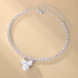 Stonefans Ins Bow Bead Pendant Anklet Bracelet for Women