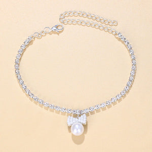 Stonefans Ins Bow Bead Pendant Anklet Bracelet for Women
