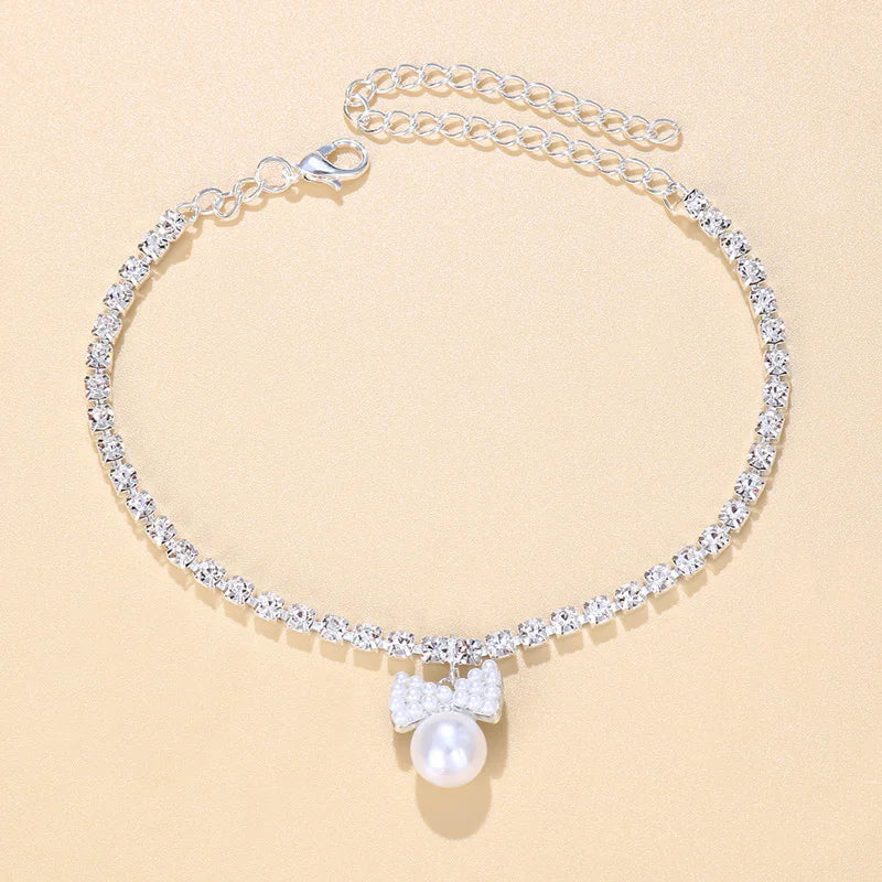 Stonefans Ins Bow Bead Pendant Anklet Bracelet for Women