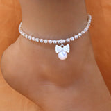 Stonefans Ins Bow Bead Pendant Anklet Bracelet for Women
