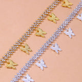 Stonefans Ins Butterfly Anklet Rhinestone Charm Foot Chain Beach Accessories