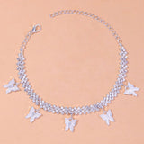 Stonefans Ins Butterfly Anklet Rhinestone Charm Foot Chain Beach Accessories