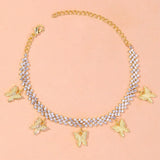 Stonefans Ins Butterfly Anklet Rhinestone Charm Foot Chain Beach Accessories