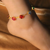 Stonefans Ins Colorful Crystal Anklet Bracelet for Women Boho Beach Foot Jewelry
