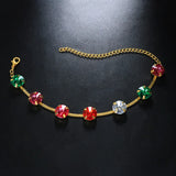 Stonefans Ins Colorful Crystal Anklet Bracelet for Women Boho Beach Foot Jewelry