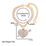 Cupid Arrow Heart Anklet Layer Rhinestone Love Charm Jewelry