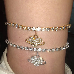 Stonefans Ins Planet Heart Anklet Leg Bracelet Pendant Foot Chain Jewelry