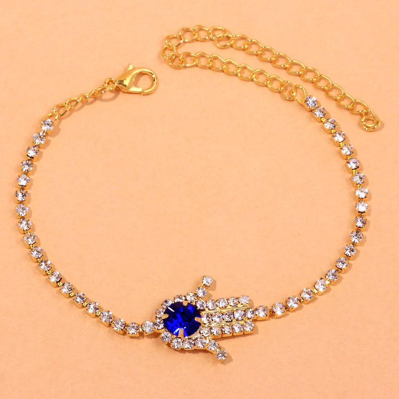 Stonefans Rhinestone Palm Ankle Bracelet for Women