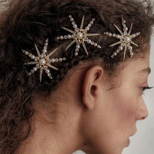 Stonefans Ins Star Rhinestone Pearl Hair Pin Bling Crystal Hair Accessories