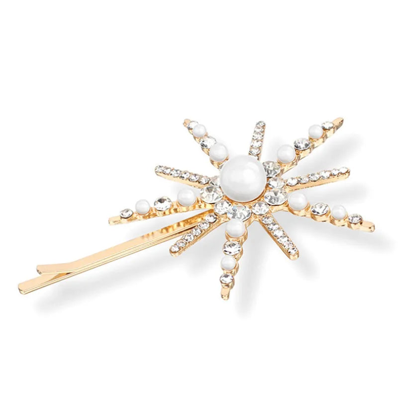 Stonefans Ins Star Rhinestone Pearl Hair Pin Bling Crystal Hair Accessories