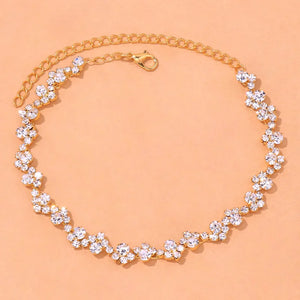 Stonefans Ins Wavy Rhinestone Chain Anklet Bracelet for Women