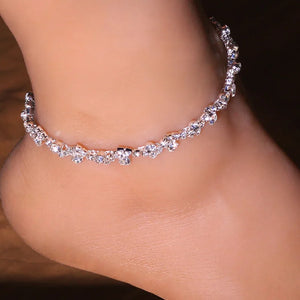 Stonefans Ins Wavy Rhinestone Chain Anklet Bracelet for Women