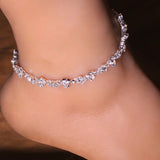 Stonefans Ins Wavy Rhinestone Chain Anklet Bracelet for Women